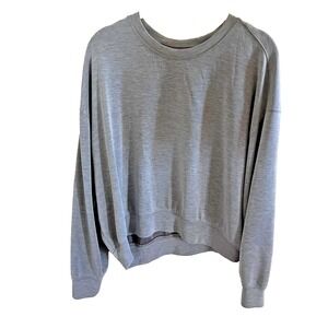 Oysho Gray Women's Oversized Long Sleeve Modal Top‎ size Small Slightly Cropped